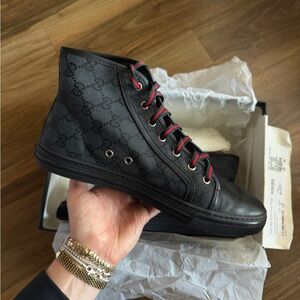 Gucci Black Monogram High-Top Sneakers